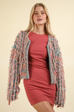 VERY J Shaggy Yarn Knit Zip Up Jacket - Trendsi