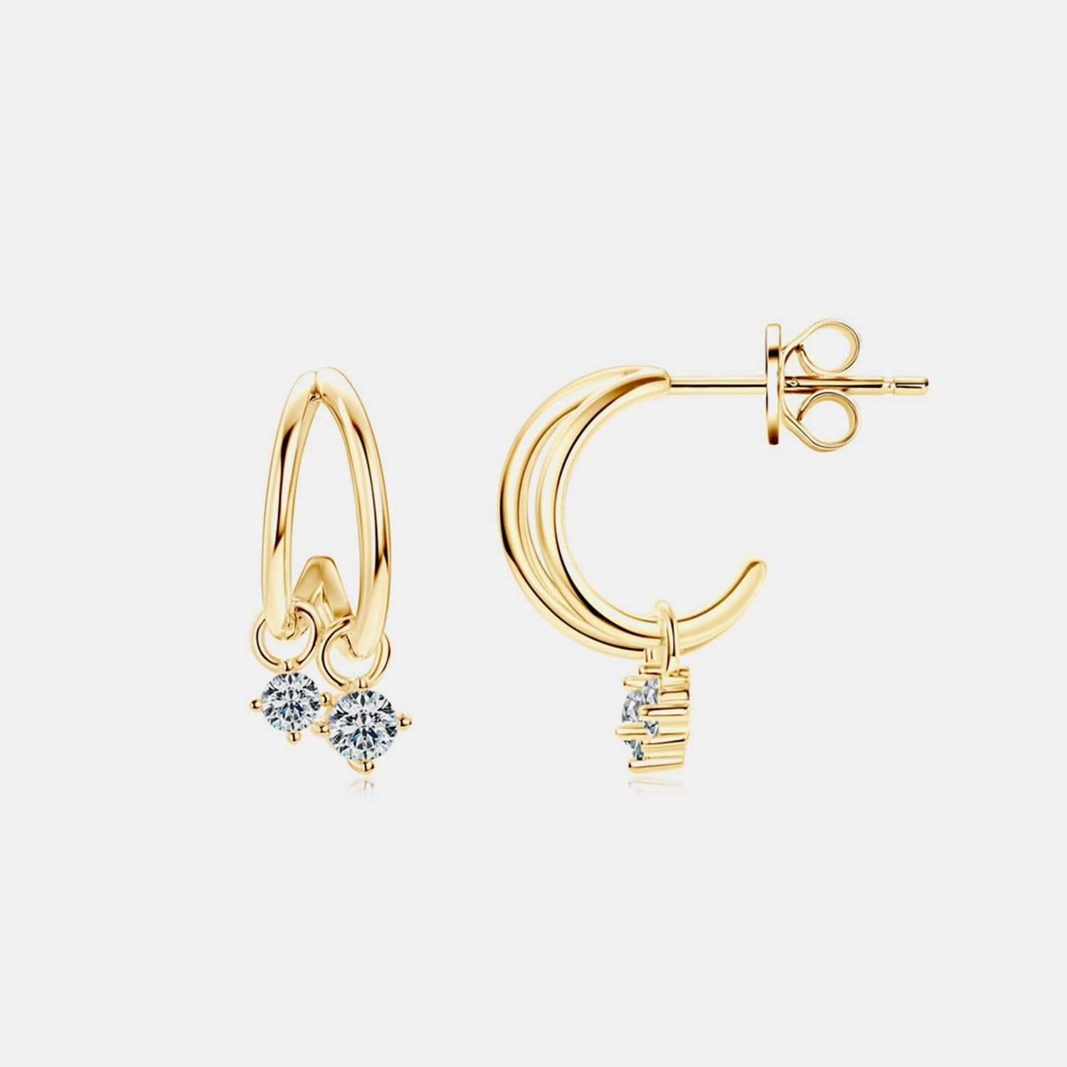 925 Sterling Silver Moissanite C-Hoop Earrings - Trendsi - Flyclothing LLC