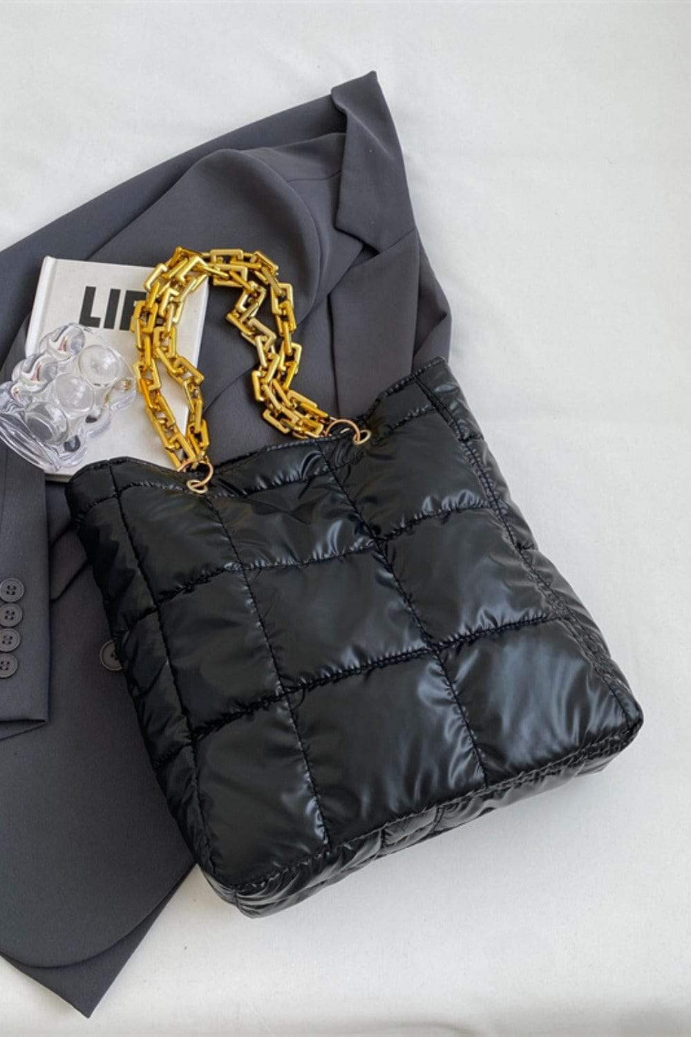 Bubble Texture Chain Handbag - Trendsi - Flyclothing LLC