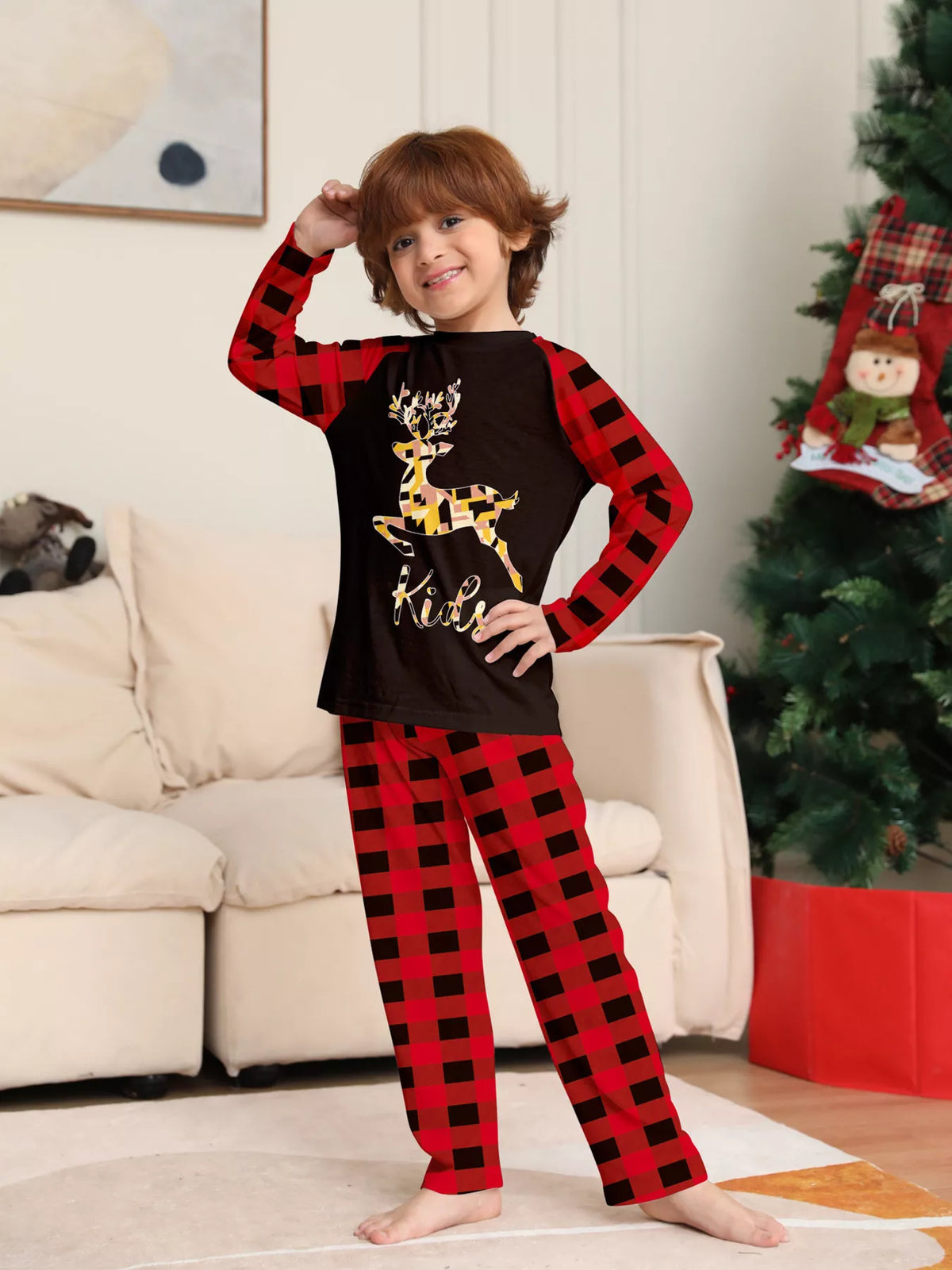 Full Size Family Matching Christmas Pajamas Set with Reindeer Graphic Plus Size - Trendsi - Flyclothing LLC