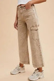 Annie Wear Raw Hem Wide Leg Jeans with Cargo Pockets - Trendsi