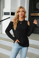 Dropped Shoulder Long Sleeve Blouse - Trendsi - Flyclothing LLC