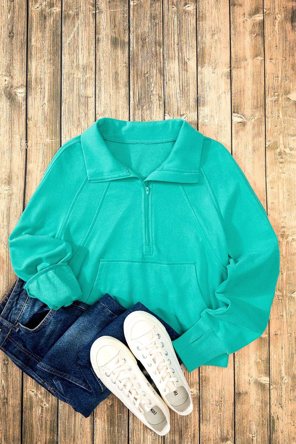 Half Zip Long Sleeve Sweatshirt - Trendsi - Flyclothing LLC