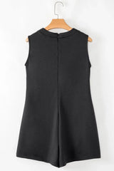 Tie V Neck Pintuck Sleeveless Loose Romper - Trendsi - Flyclothing LLC