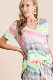BiBi Tie Dye Print Shorts With Twill Tape Drawstring - Trendsi - Flyclothing LLC