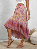 High-Low Elastic Waist Skirt - Trendsi