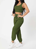 Wide Strap Top and Drawstring Joggers Set - Trendsi - Flyclothing LLC