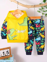 Children's Dinosaur Print Hoodie and Pants Set - Trendsi - Flyclothing LLC