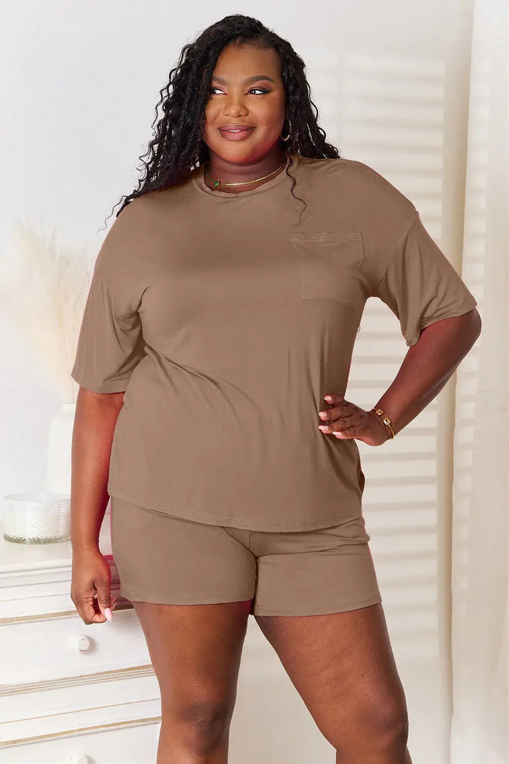 Basic Bae Full Size Soft Rayon Half Sleeve Top and Shorts Set - ShopBasicbae - Flyclothing LLC