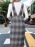 Perfee Pocketed Plaid Overall Dress - Trendsi