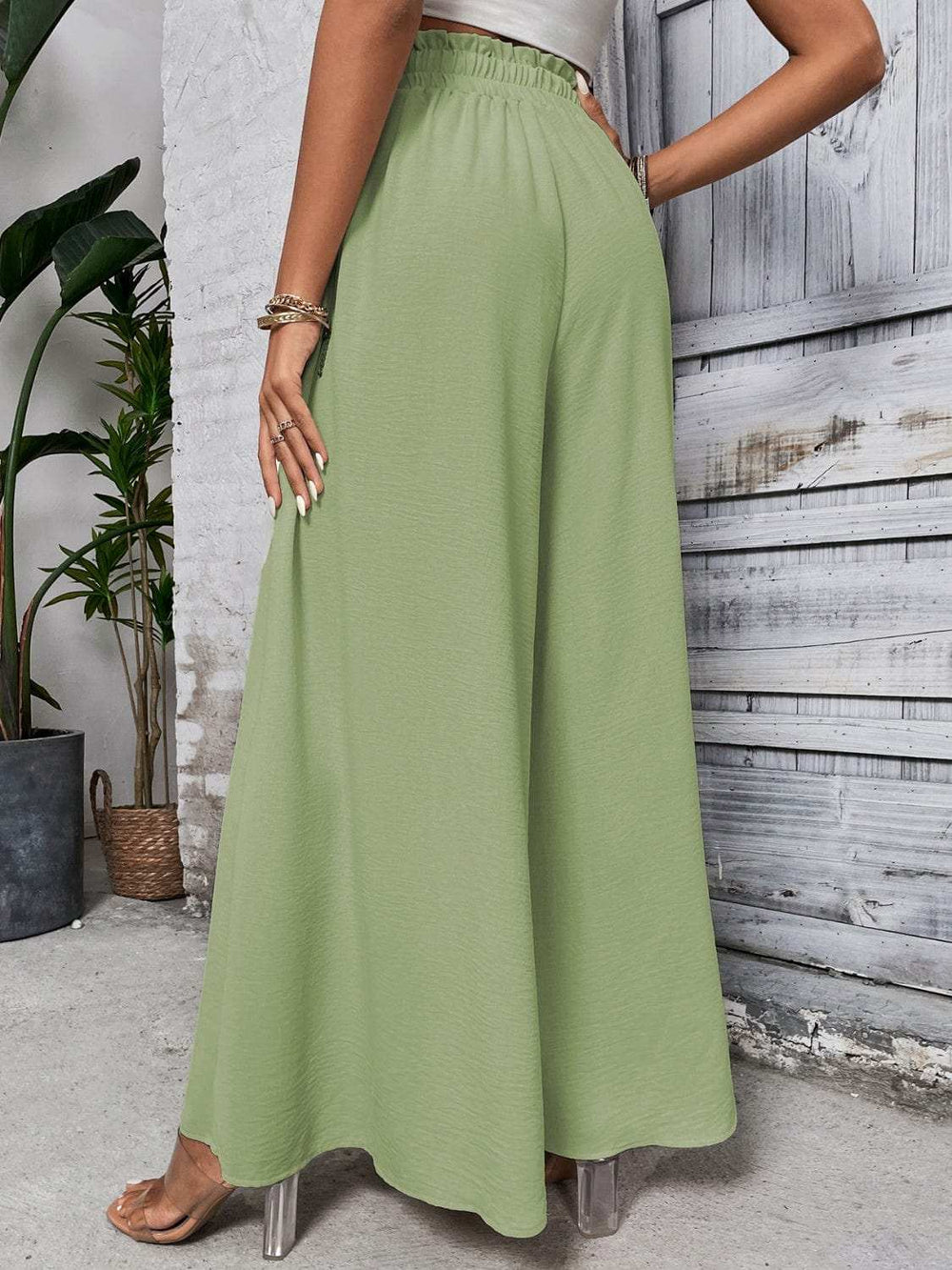 Tied High Waist Wide Leg Pants - Trendsi - Flyclothing LLC