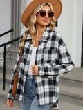 Plaid Collared Neck Long Sleeve Shirt - Trendsi - Flyclothing LLC
