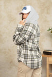 Drawstring Plaid Long Sleeve Hooded Jacket - Trendsi - Flyclothing LLC