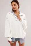 Exposed Seam Side Slit Long Sleeve Sweatshirt - Trendsi - Flyclothing LLC