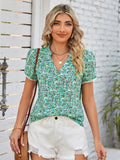 Double Take Floral Notched Neck Blouse - Trendsi