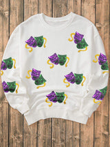 Sequin Round Neck Long Sleeve Sweatshirt - Trendsi - Flyclothing LLC