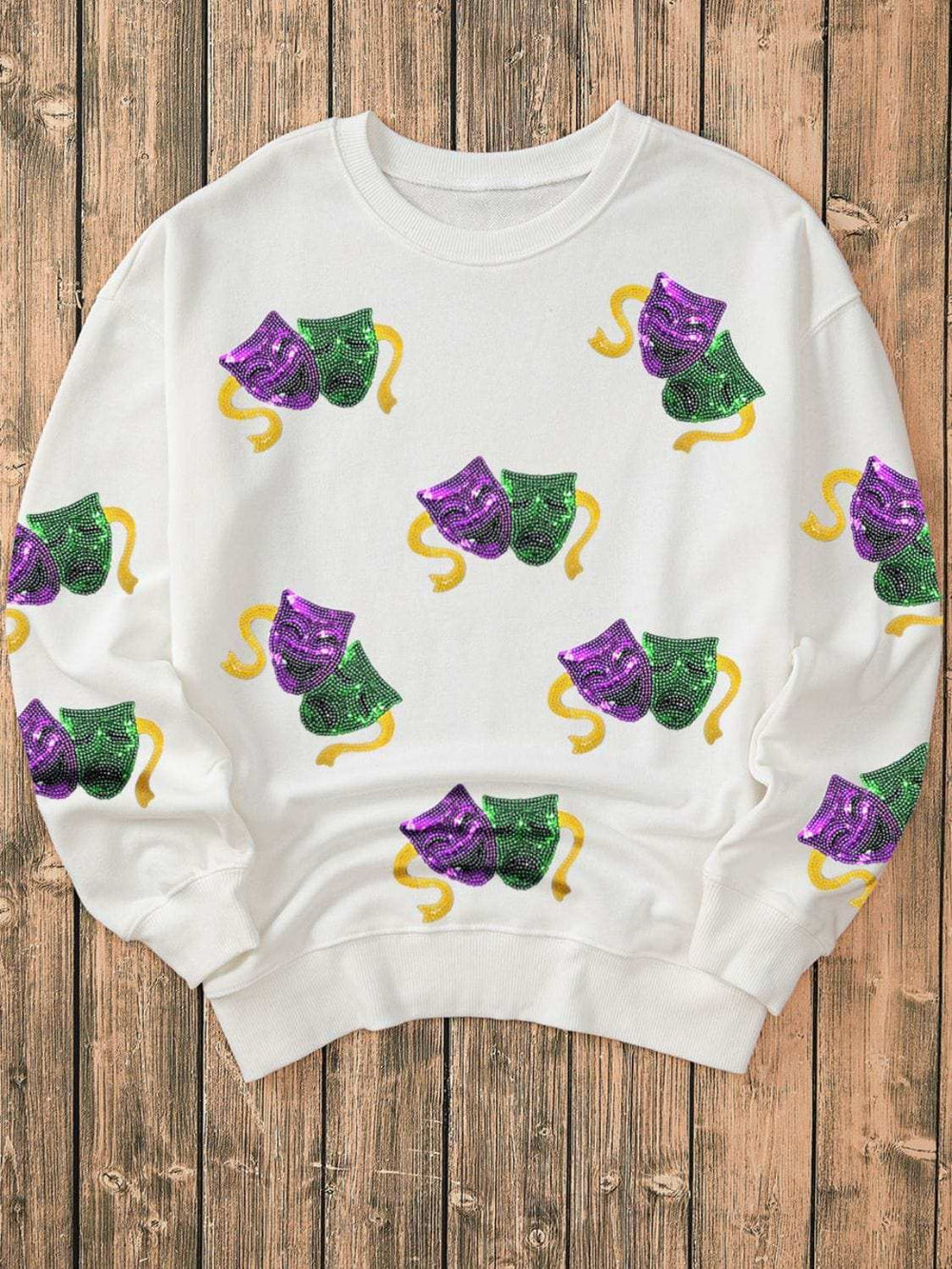 Sequin Round Neck Long Sleeve Sweatshirt - Trendsi - Flyclothing LLC