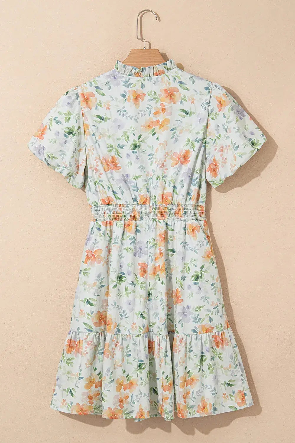 Frill Notched Puff Sleeve Dress - Trendsi - Flyclothing LLC