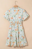 Frill Notched Puff Sleeve Dress - Trendsi
