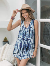 Tie-Dye V-Neck Sleeveless Romper - Trendsi - Flyclothing LLC