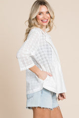 Culture Code Double Breasted Eyelet Jacket with Pockets - Trendsi