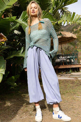 POL Side Slit Openwork Long Sleeve Knit Cover Up - Trendsi - Flyclothing LLC