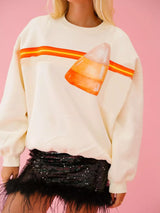 Halloween Sequin Round Neck Sweatshirt - Trendsi - Flyclothing LLC