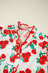 Printed V-Neck Short Sleeve Shirt - Trendsi - Flyclothing LLC