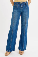 RISEN Seam Detail Wide Leg Jeans - Trendsi - Flyclothing LLC