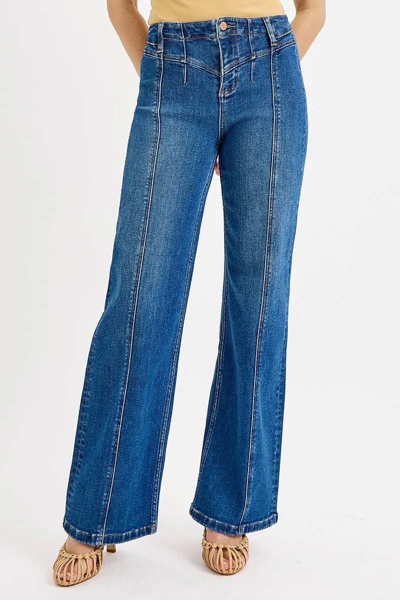 RISEN Seam Detail Wide Leg Jeans - Trendsi - Flyclothing LLC