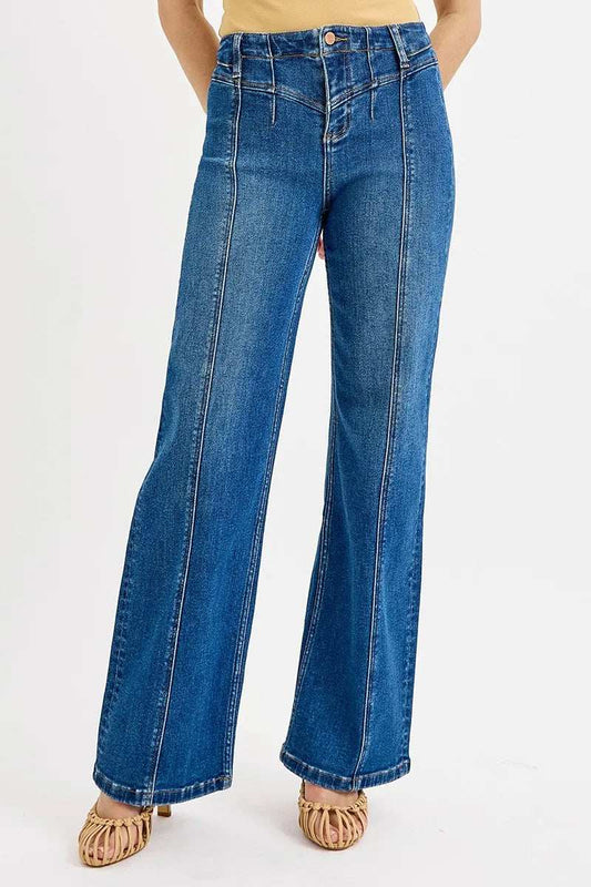 RISEN Seam Detail Wide Leg Jeans - Trendsi - Flyclothing LLC