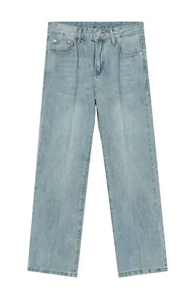 Mid Rise Wide Straight Jeans with Pockets - Trendsi - Flyclothing LLC
