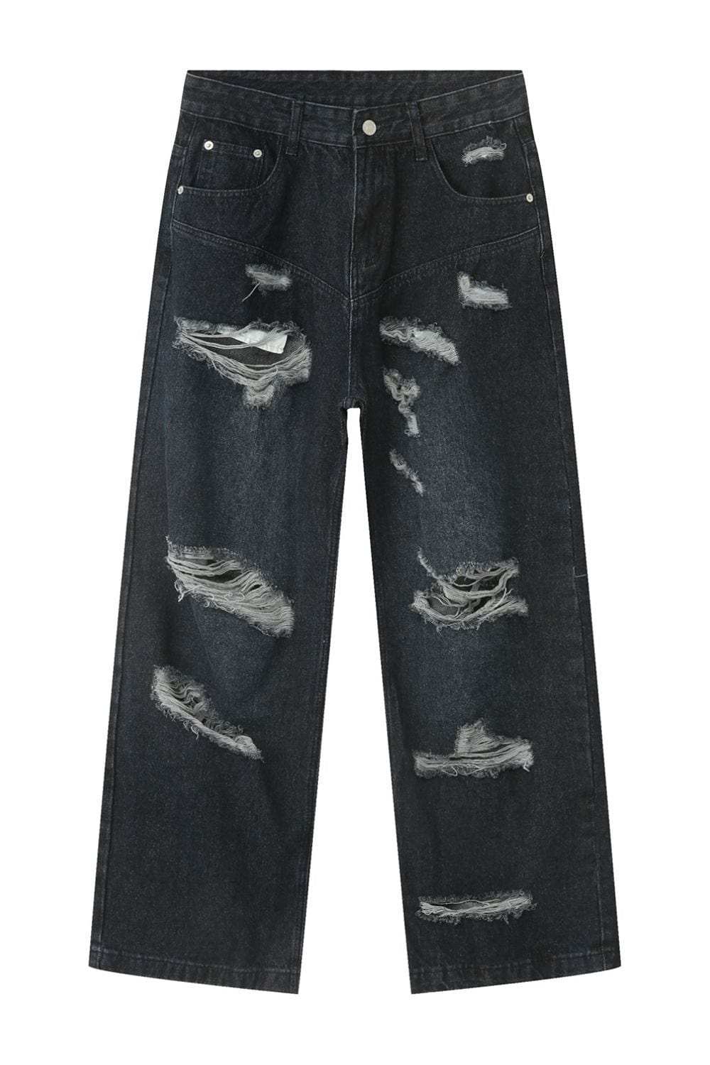 Distressed Wide Leg Pocketed Men's Jeans - Trendsi - Flyclothing LLC