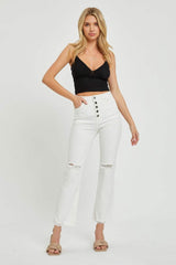 RISEN Full Size High Rise Button Fly Straight Ankle Jeans - Trendsi - Flyclothing LLC