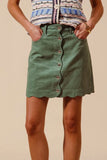 SO ME Scallop Buttoned Front Corduroy Mini Skirt - Trendsi