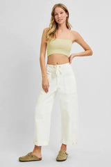 RISEN Full Size High Rise Crop Wide Barrel Cargo Pocket Jeans Plus Size - Trendsi - Flyclothing LLC