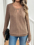 Cutout Round Neck Long Sleeve T-Shirt - Trendsi