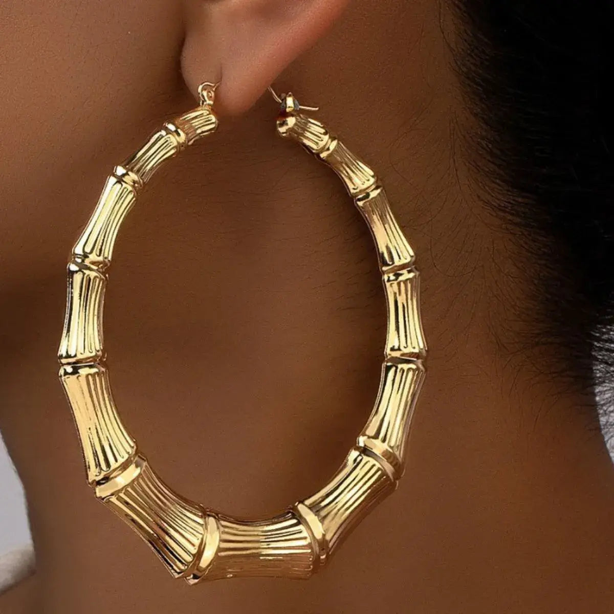 Stainless Steel Textured Hoop Earrings - Trendsi - Flyclothing LLC