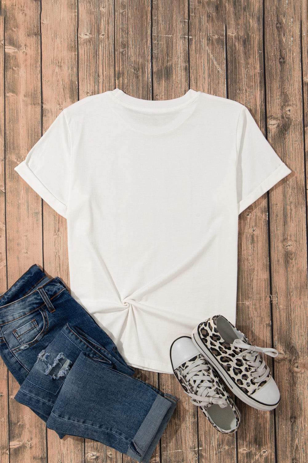 Graphic Round Neck Short Sleeve T-Shirt - Trendsi - Flyclothing LLC
