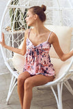 BiBi Floral Printed Jersey Knit with Tie Ribbon Front - Trendsi