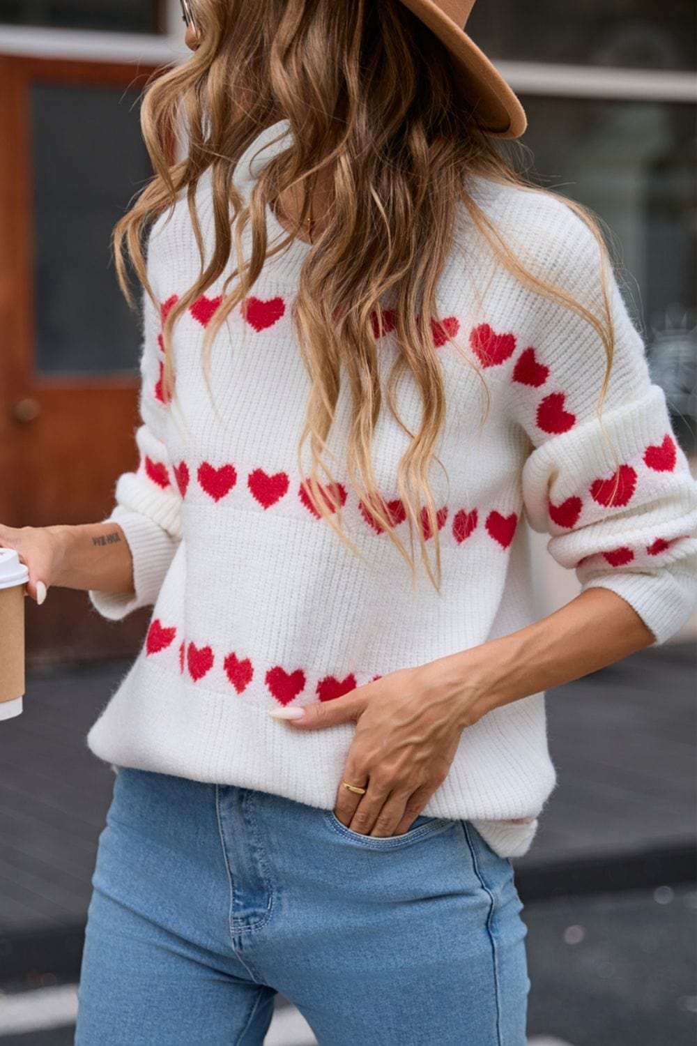 Angel Wings Heart Round Neck Long Sleeve Sweater - Trendsi - Flyclothing LLC
