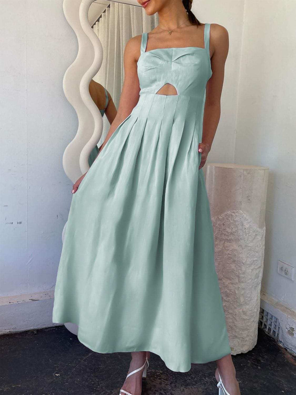 Devine Cutout Square Neck Cami Dress - Trendsi - Flyclothing LLC