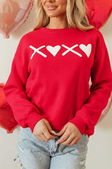 Valentine’s Day XOXO Round Neck Drop Shoulder Sweatshirt - Trendsi - Flyclothing LLC