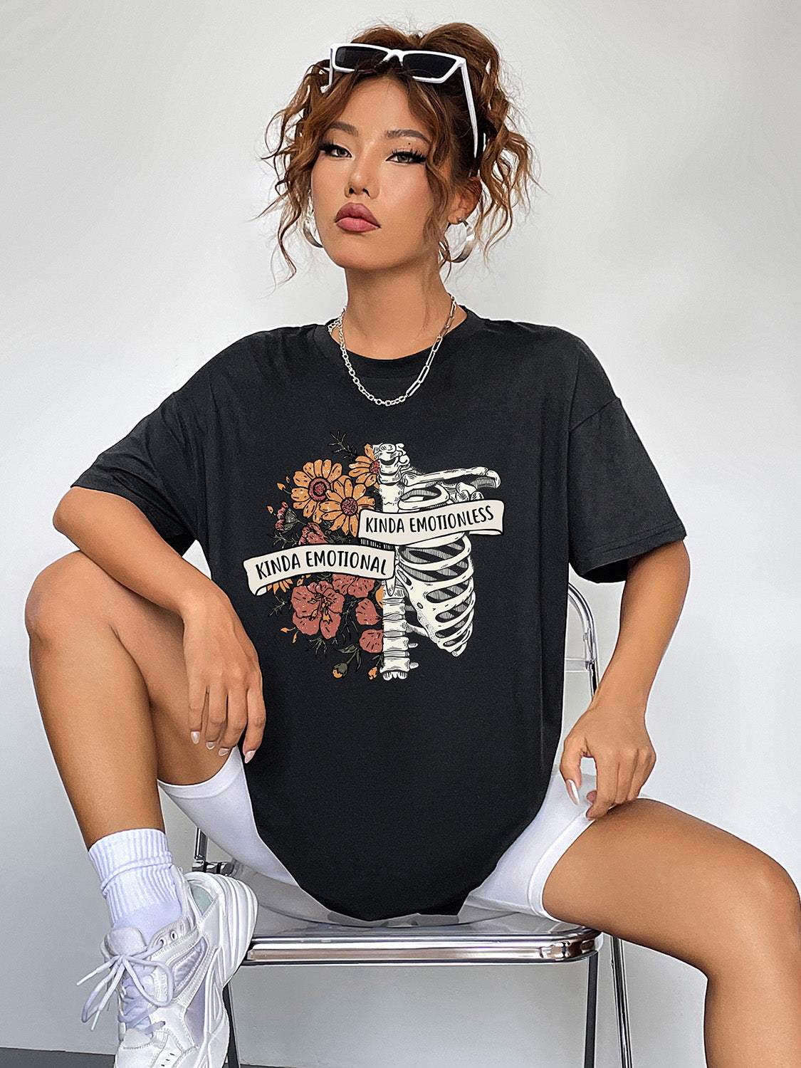 Round Neck Short Sleeve Graphic T-Shirt - Trendsi - Flyclothing LLC