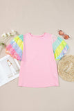 Sequin Round Neck Short Sleeve Blouse - Trendsi - Flyclothing LLC
