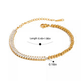 18K Gold-Plated Stainless Steel Rhinestone Chain Bracelet - Trendsi - Flyclothing LLC