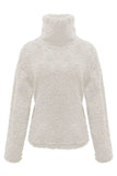 Fuzzy Turtleneck Long Sleeve Sweatshirt - Trendsi - Flyclothing LLC