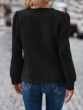 Textured Round Neck Long Sleeve Sweatshirt - Trendsi - Flyclothing LLC