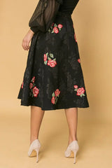 ROSE EMBROIDERY MIDI SKIRT - Flying Tomato - Flyclothing LLC