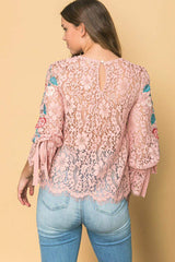 EMBROIDERED LACE TOP - Flying Tomato - Flyclothing LLC